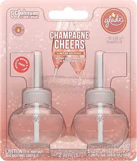 Glade PlugIns Refills Air Freshener, Scented and Essential Oils for Home and Bathroom, Champagne Cheers, 1.34 Oz, 2 Count