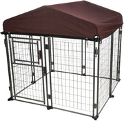 Deluxe Outdoor Dog Kennel with Cover by TRIXIE – 4 x 4 x 4.5 ft, Alloy Steel, Black/Burgundy, Model 39211