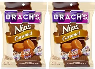 Brach's Nips Caramel Flavored Hard Candy, Individually Wrapped Candies, 3.25 Ounce Bags, (Pack of 24)