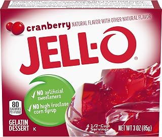 Jell-O Cranberry Gelatin Mix 3 Ounce Box (Pack of 6)