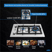 Summit 12" 2 Burner Gas Cooktop by Summit Appliance – 12 inches, Stainless Steel, Model GCJ2SS