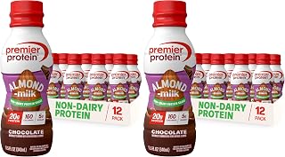Premier Protein Non-Dairy Plant Based Almondmilk Shake, 20g Protein, 5g Sugar, 11.5 Fl oz, Chocolate (Pack of 24)