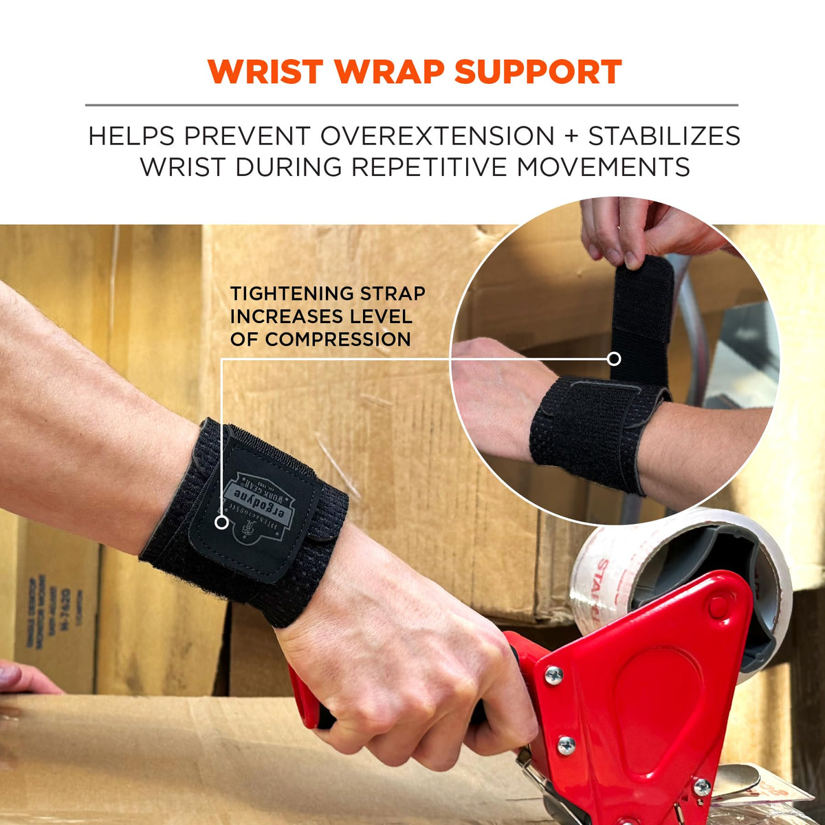 ProFlex 415 Neoprene Wrist Wrap Support by Ergodyne – One Size, Neoprene, Black, Model 72105