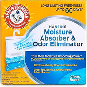 Arm & Hammer Hanging Moisture Absorber and Odor Eliminator, 16.1 oz., 6 Pack, Clean Burst, Moisture Absorbers for Closet and Small Rooms, Long-Lasting Freshness