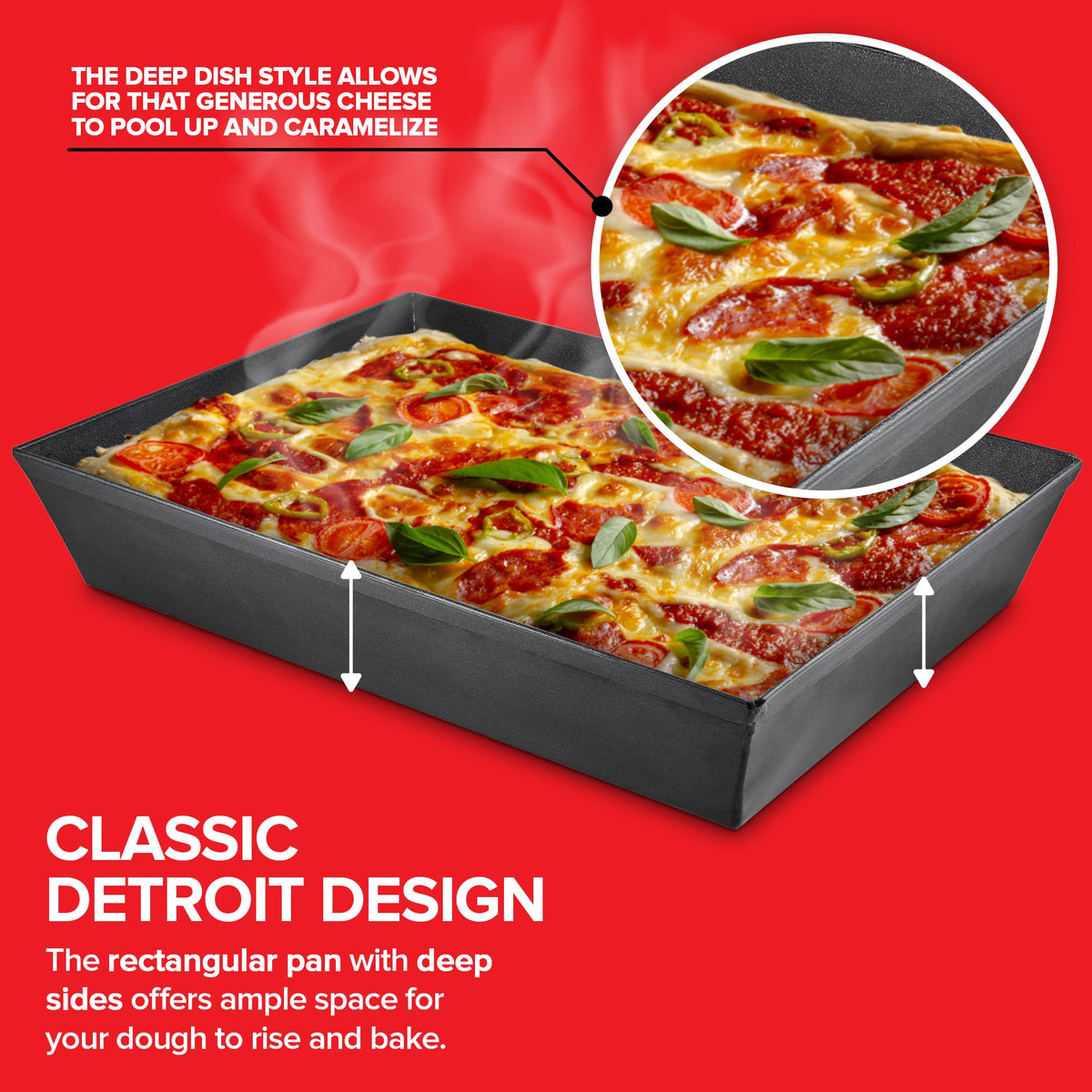 10x14 Detroit Style Pizza Pan by Stock Your Home – 14x10x2.5 inches, 39.0 fluid_ounces, Aluminum, Black