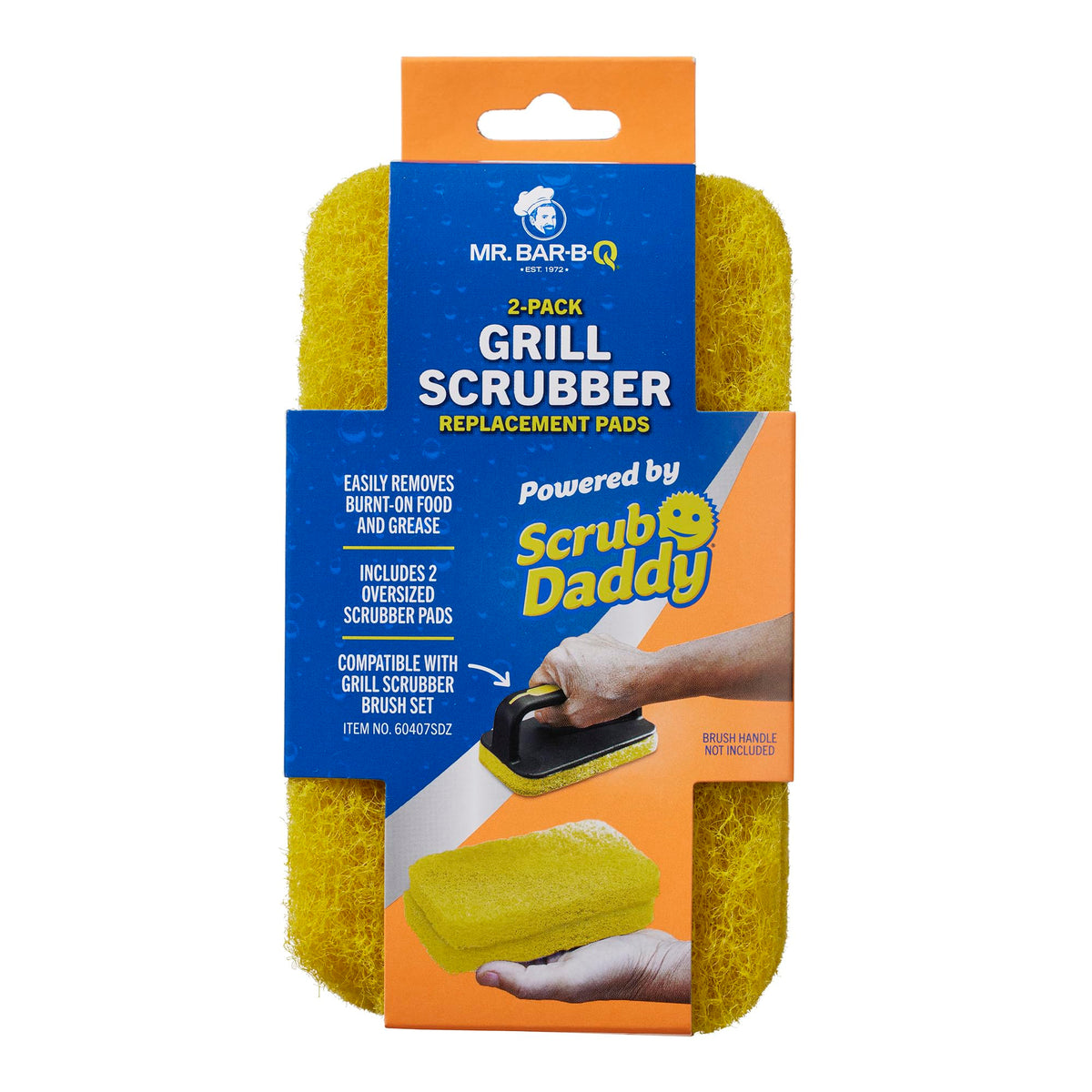2-Pack Grill Scrubber Replacement Pads Powered by Scrub Daddy by Mr. Bar-B-Q – Polypropylene (PP), Yellow, Model 60404SDZ