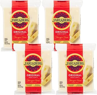 Jarlsberg Cheese Original Chunk, 6 oz – Semi-Soft, Sweet & Nutty, Naturally Lactose & Gluten Free [Pack of 4]