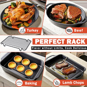 Gestone Roasting Rack, Non-Stick Stainless Steel, Black 12 x 7.5 Inch