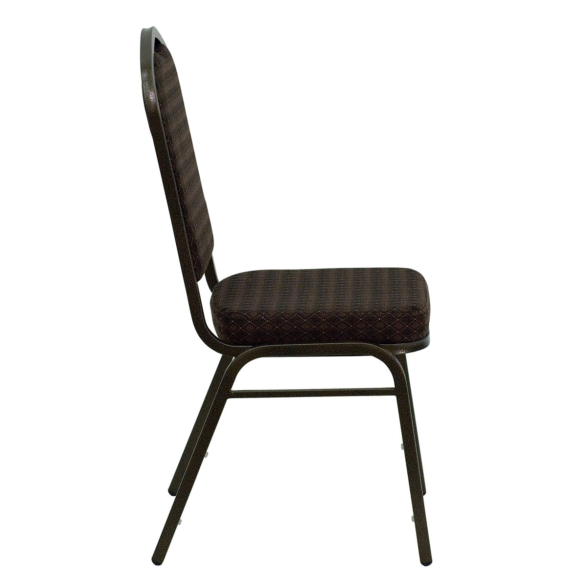 Hercules Crown Back Stackable Banquet Chair by Flash Furniture – Set of 4, Terylene, Cotton, Fabric, Foam, Oriented Strand Board, Plastic, Metal, Model 4-NG-C01-BROWN-GV-GG