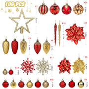 Shareconn Christmas Ball Ornaments, 106 Piece Set, Red and Gold