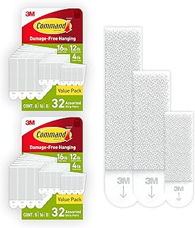 Command Picture Hanging Strips Variety Pack, Damage Free Hanging Picture Hangers, No Tools Wall Hanging Strips for Living Spaces, White, 16 Small Pairs, 32 Medium Pairs and 16 Large Pairs (128 Strips)