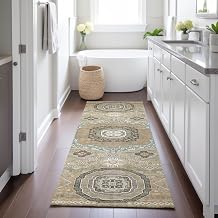 Addison Rugs Chantille ACN2525 Gold 2'3" x 7'6" Indoor/Outdoor, Machine Washable, Easy Clean, Non Shedding, Bedroom, Living Room, Dining Room, Kitchen, Patio Runner Rug