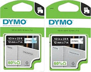 DYMO D1 Label Maker Tape Bundle 1/2" x 23' – Black on White & Black on Clear (45113 & 45110), 12mm Standard Refill Cartridges, Water & UV Resistant, 2 Pack