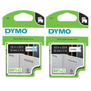 D1 Label Maker Tape Bundle 1/2" x 23' by DYMO – 1/2" x 23', Black on White, Pack of 2, Model 45113 / 45110