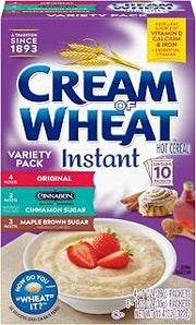 Cream of Wheat Instant Hot Cereal, Three Flavor Variety Pack, 10 Packets (Pack of 12)