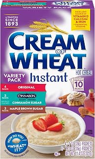 Cream of Wheat Instant Hot Cereal, Three Flavor Variety Pack, 10 Packets (Pack of 12)