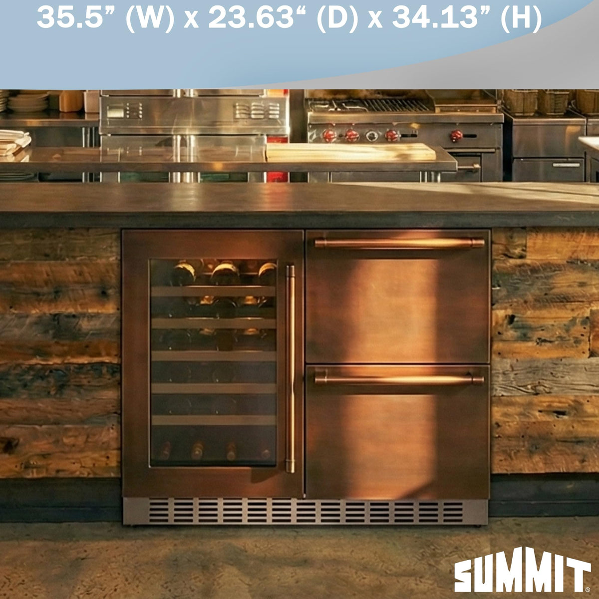 Summit 36” Wine Cellar and Two Drawer Refrigerator Combination by Summit Appliance – 36", 0 cubic_feet, Panel Ready, Model ADRWC36