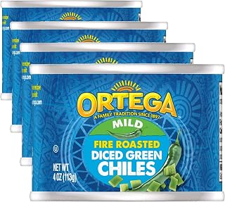 Ortega Fire Roasted Diced Green Chiles, Mild, 4 oz (Pack of 4)