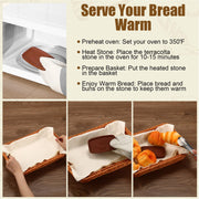 LemonRoad Bread Warmer Basket Set, Includes 2 Baskets 3 Stones and Towel, Tan