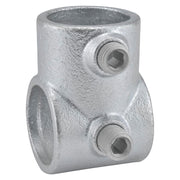 1" Size Single Socket Tee Pipe Fitting (1.375" Fitting I.D.) by Global Industrial – 2"L x 2.75"W x 1.75"H, Galvanized Iron, Gray, Model 798720