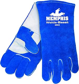 MCR Safety 4602 Split Leather Palm Gloves, X-Large, 1-Pair, Blue