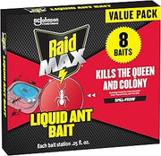 Raid MAX Liquid Ant Bait - Ant Traps Indoor and Outdoor Use – Insect Repellent & Pest Control that Kills Ants Where They Breed - 8 Count (Pack of 12)