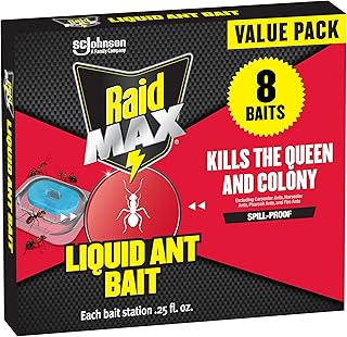 Raid MAX Liquid Ant Bait - Ant Traps Indoor and Outdoor Use – Insect Repellent & Pest Control that Kills Ants Where They Breed - 8 Count (Pack of 12)