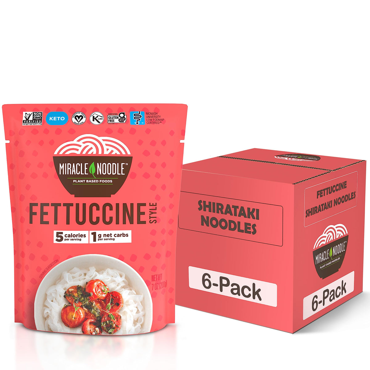 Miracle Noodle Fettuccine / 7 Ounce (Pack of 6) / 6 Shirataki