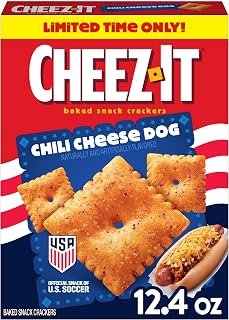 Cheez-It Baked Snack Crackers, U.S. Soccer Sponsor, Chili Cheese Dog, 12.4oz Box (1 Box)