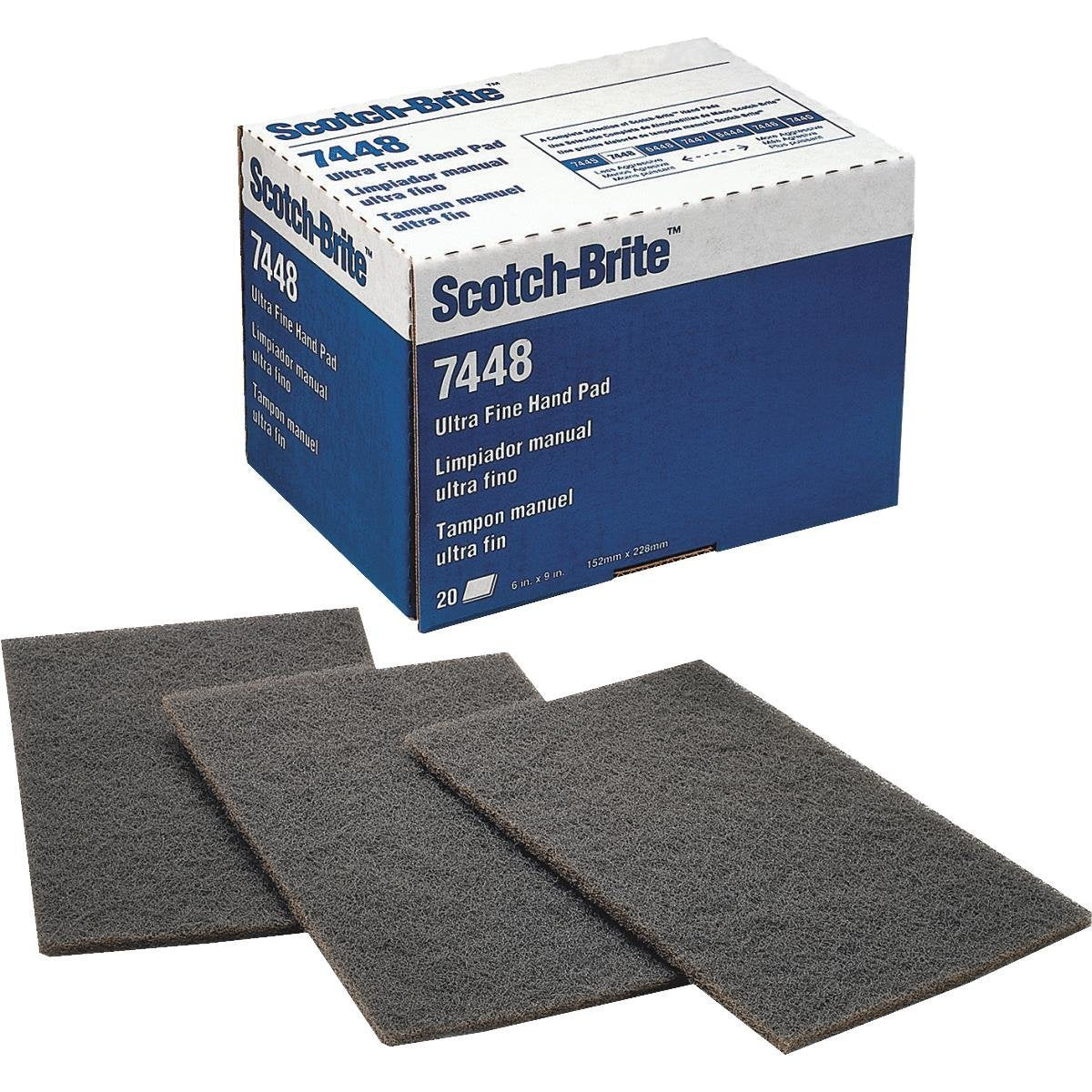 Scotch-Brite Ultra Fine Hand Pad -20 Count by 3M – Silicon Carbide, Pack of 6, Model 7448