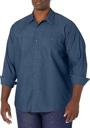 Red Kap Long Sleeve Industrial Solid Work Shirt Dark Blue Medium - 5 Pack