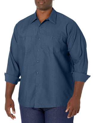 Long Sleeve Industrial Solid Work Shirt Dark Blue Medium - 5 Pack by Red Kap – Dark Blue, Pack of 5, Model SP14