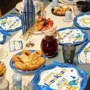 JVORFDG Hanukkah Party Plates And Napkins Set, 168 Pieces For 24 Guests