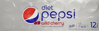 Pepsi Diet Wild Cherry Soda, 12 Ounce (12 Cans)