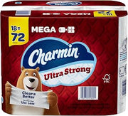 Charmin Ultra Strong Toilet Paper Mega Rolls, 4" x 3-15/16", White, 220 Sheets Per Roll, Pack Of 18 Mega Rolls