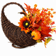RimCereal Rattan Cornucopia Basket, 13.78 Inch, Autumn Colors