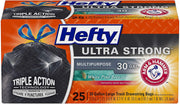 Ultra Strong Multipurpose Trash Bags by Hefty – 25 Count (Pack of 3), 30.0 gallons, Plastic, Black, Pack of 3