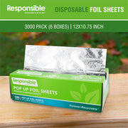 Pop-Up Foil Sheets by Responsible Products – 12" x 10.75", Aluminum, Silver, Pack of 3000, Model RP-APOP01-3000