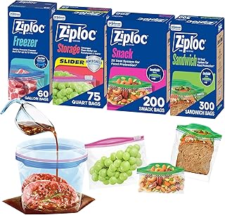 Ziploc 635 Count Food Storage and Sandwich Bags Variety Pack