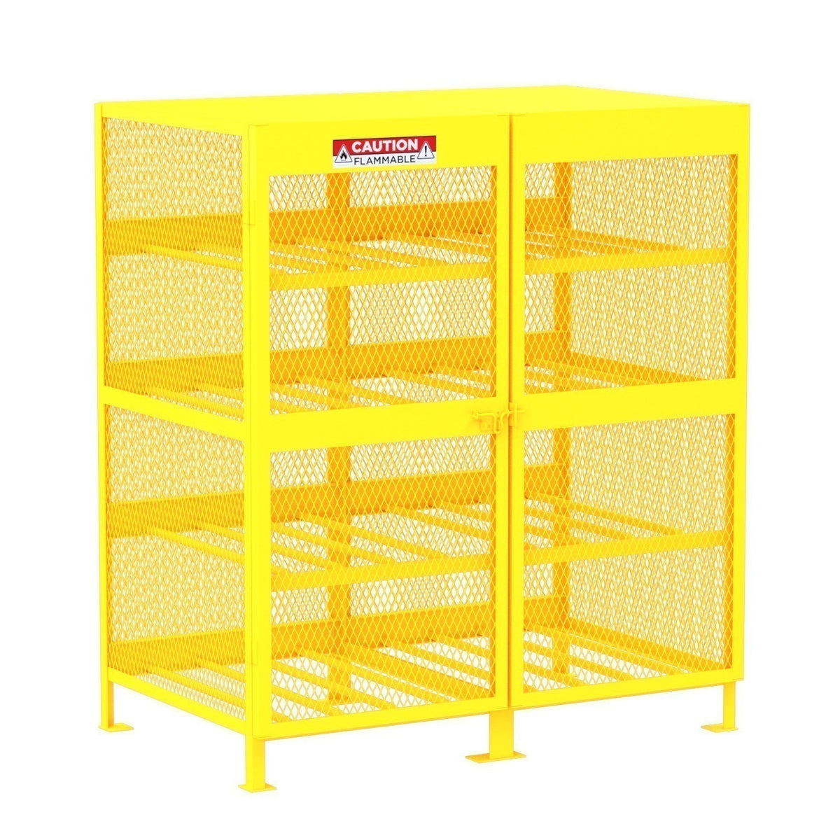Valley Craft Steel Gas Cylinder Cabinet, 71" High, Yellow - 16 Gas Cylinders