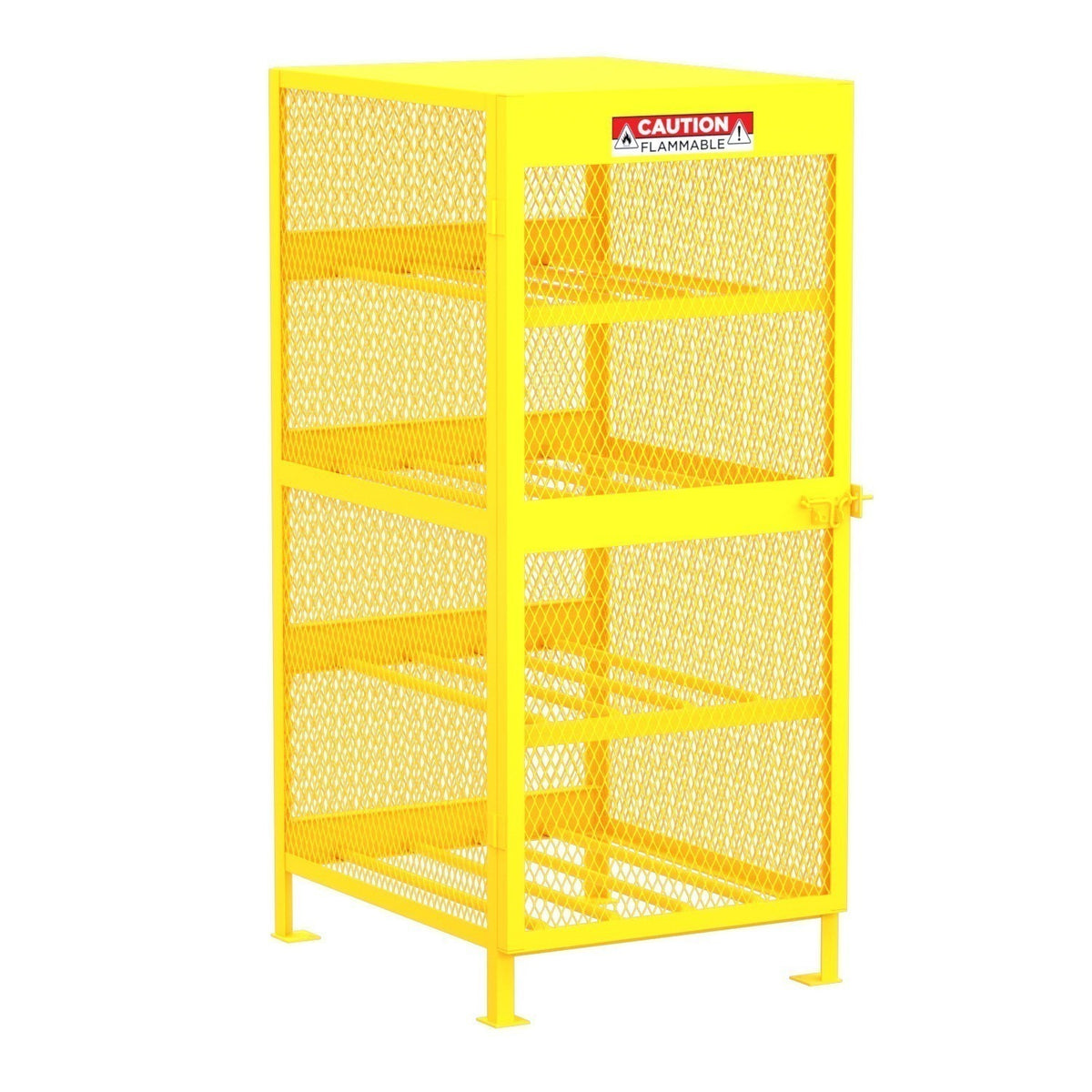 Valley Craft Steel Gas Cylinder Cabinet, 71" High, Yellow - 8 Gas Cylinders