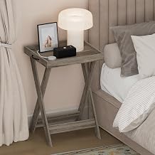 Furinno Classic Night Stand, Square Nightstand with X-Legs, Removable Tray Top End Table, Criss-Crossed Leg Side Table, Bedside Table, Tray Table, for Bedroom, Closet, Dorm, French Oak