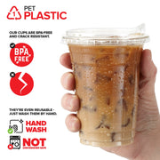 16 oz Clear Plastic Cups with Lids Disposable by Stock Your Home – 16 oz, 16.0 fluid_ounces, Plastic, Clear, Pack of 50