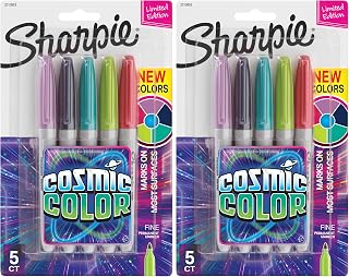 Sharpie Permanent Markers, Fine Point, Cosmic Color, Limited Edition, 5 Count (Pack of 2)