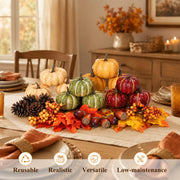 Keeplush Artificial Pumpkins and Fall Accents, 30 Piece Assorted Set, Multicolor