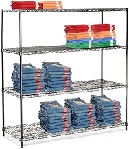 Nexel 4 Tier Black Epoxy Wire Shelving Starter Unit, 54" W x 14" D x 86" H