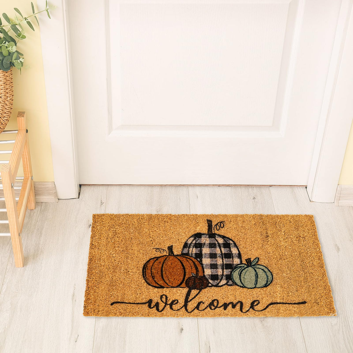 Whaline Fall Doormat, Coir Pumpkin Design, 16 x 28 Inch
