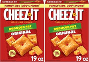 Cheez-It Cheese Crackers, Baked Snack Crackers, Lunch Snacks, Family Size, Reduced Fat Original, 19oz Box (1 Box) (Pack of 2)