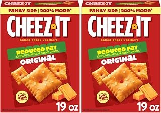 Cheez-It Cheese Crackers, Baked Snack Crackers, Lunch Snacks, Family Size, Reduced Fat Original, 19oz Box (1 Box) (Pack of 2)