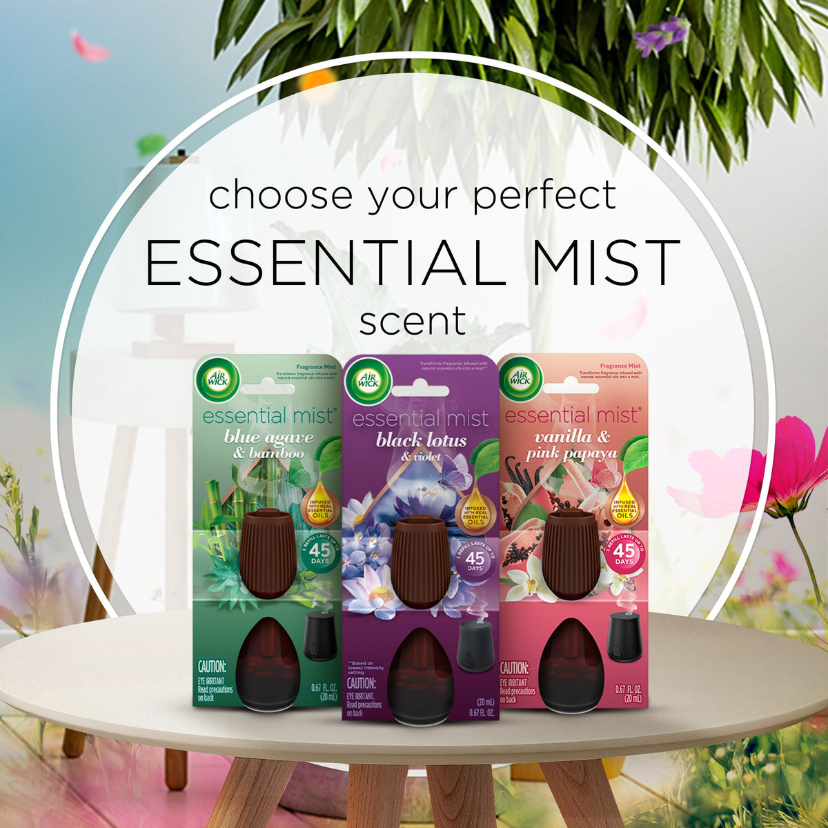 Essential Mist Scented Oil Air Freshener Diffuser Refills by Air Wick – 3 Count (0.67 fl oz Each, Pack of 2), Violeta, Pack of 2, Model 6233800135